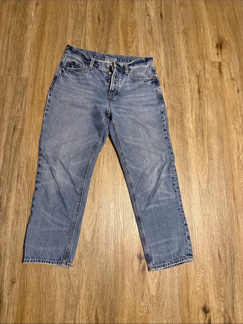 Old Navy Women's Medium Blue Cropped Straight-Leg Jeans Medium Rise